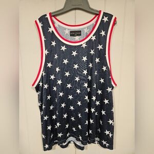 No Boundaries Tank Top Mens 2XL Muscle Shirt Mesh Workout Basketball Gym Patriot